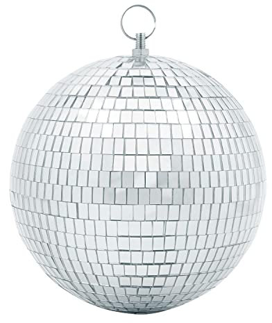 Spiegel-Discokugel-Dekoration mit hängendem Ring, 20,3 cm, groß, silberfarben, Discokugel, Ornament für Disco-Party-Dekorationen, 70er-Jahre-Motto-Party, DJ, Hochzeit, Geburtstag, Weihnachten