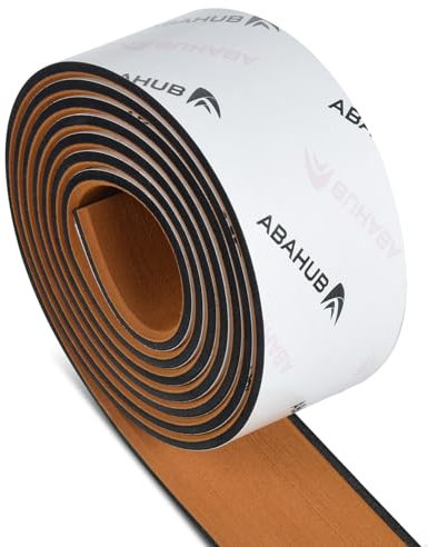 Abahub Finto Teak per Barca Eva Schiuma Autoadesiva Moquette Nautica Accessori Barca Pavimentazione Antiscivolo Marine Boat Decking Mat per Barche Piscina Pavimento Yacht 243cm x 6cm