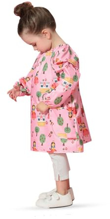 Abaodam Kids Waterproof Painting Apron Long Sleeve Art Smock Breathable Stain-Resistant Protective Clothing for Children 21.65X19.69 Inch