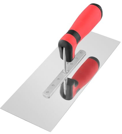 QWORK® Llana albañil de Acero Inoxidable - 280 x 107 mm - Soporte de Aluminio y Mango ergonómico