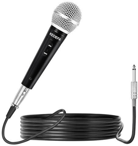 KEDEFA KM88 Handheld Wired Karaoke Microphone, Super Cardioid Dynamic Vocal Mic with 13.12ft Detachable XLR Audio Cable and ON/Off Switch, for Karaoke Singing Machine, Speaker