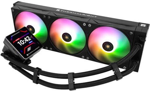 TR Grand Vision 360 ARGB - Raffreddatore CPU nero AIO PC 360, sistema di raffreddamento ad acqua, display LCD IPS con risoluzione 480 x 480 per pompa ad alte prestazioni AM4/AM5, Intel LGA1700/1851