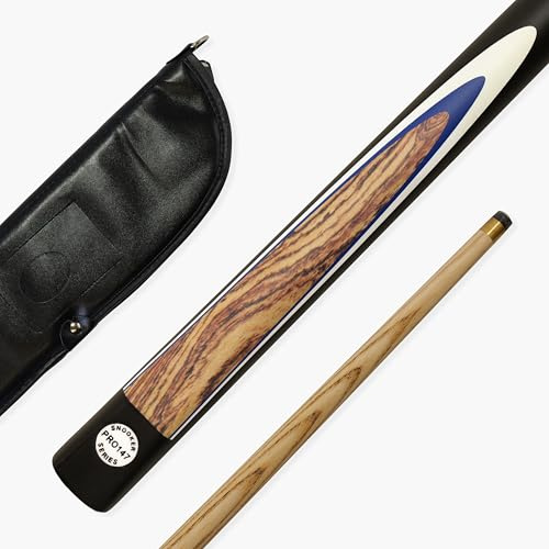 PRO147 Kingwood 57 Inch 3 Piece Length Adjustable Snooker Pool Cue with Matching Ash Grain and 9.5mm Tip - Shorten from 57 Inch to 44 Inch (Cue with Soft Case)