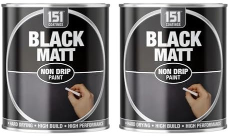 PEBBLE HUG Matt Black Non-Drip Paint, Easy-to-Apply, Fast-Drying, Ideal for DIY Projects, Home Interiors, Furniture, Perfect for Interior and Exterior Use, 300ml, (2 Pcs)