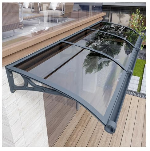 Toldo de puerta de entrada moderno, toldo de ventana, 100% policarbonato portón portal para lluvia y protección UV, puerta principal, toldo colgante (tamaño: 60 x 60 cm)