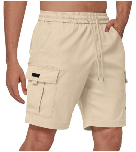 Ofertas Flash del Dia Pantalones Cortos Hombre,Pantalones Cortos Cargo para Hombre Pantalon Corto de Algodón Tipo Bermuda Verano con Multibolsillos Cómodo Pantalón de Jogging Cómodos Recto Shorts