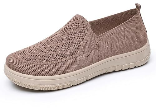 Alexis Leroy Zapatillas Slip On Mujer Zapatos Comodos y Ligeras para Caminar Sin Cordones Patrón Romboidal Marrón 37 EU