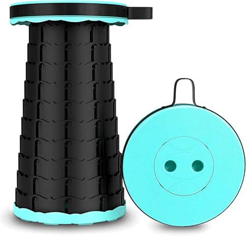 Deconation Tabouret Télescopique Pliant Bleu Turquoise - Siège Réglable Compact à Emporter Partout - 25 X 45 Cm