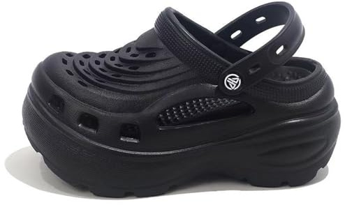 Sunporx Mode Plattform Träskor för kvinnor vadderade tjocka tjocka sulor Trädgård Mules Clog Bekväma Slip-on Skor Utomhus Casual Strandsandaler