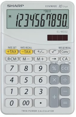Sharp SH-ELM332BWH skrivbordsminiräknare