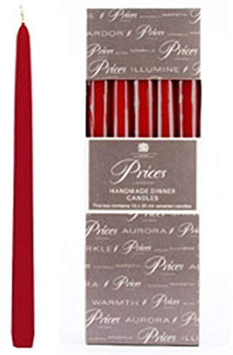 Prices Venetian 10 Inch Dinner Candle Wrapped Box of 10 - Red
