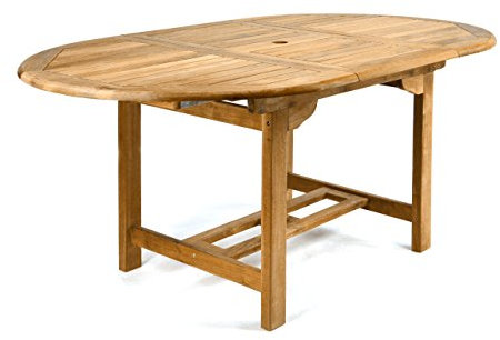 Divero Ausziehbarer Gartentisch ALASSIO aus Teak-Holz – Farbe: Braun