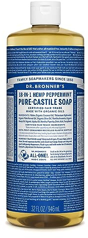 (2 Pack) - Dr Bronner - Peppermint Castile Liquid Soap | 946ml | 2 PACK BUNDLE