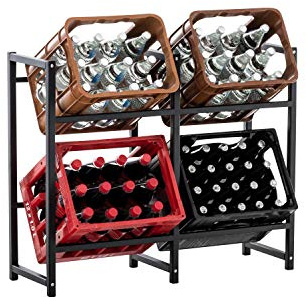 CLP Estantería para Cajas De Bebidas Lennert I Soporte para Organizar Cajas I Estante De Almacenamiento para Cajas I Color:, Color:Negro, Tamańo:L