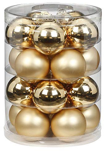 MAGIC Weihnachtskugeln Glas 6cm 20 STK. Christbaumkugeln Farbe: Brokat Gold Glanz matt