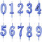 Feelairy 10 Pezzi Digitale Compleanno Candele, Numero di Compleanno Candele Numeri Candele 0-9 Glitter Cake Topper Buon Compleanno Cake Topper per Compleanno Torta (Blu)