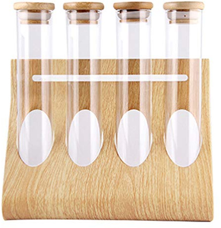 YARNOW Wood and Silicone Storage Rack, Test Tube Style, Food Service Establishments Kitchen Storage for Spices, Coffee, Tea, Biscuits, 19.80X6.00X20.80cm