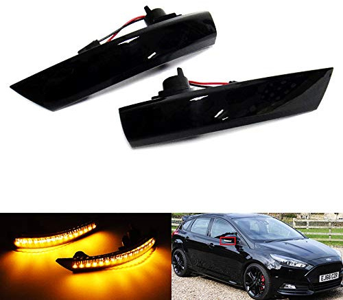 RZG 2x Black Smoked Lens Side Mirror Indicator Amber LED Marker Repeater Light For 2008-17 Focus II III 2010-14 Mondeo IV