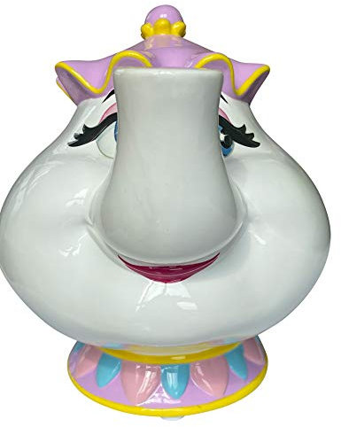 LYO Spardose Walt Disney Die Schöne und das Biest, Madame Samowar, Keramik, 675DIS001, Weiß, Rosa und Gelb, Einheitsgröße