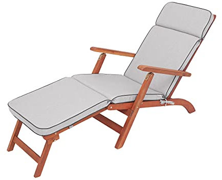 PillowPrim Sonnenliege Auflage - Liegenauflage Outdoor - Auflagen für Deckchair 178 x 47 cm, 5 cm - Polsterauflage für Sonnenliege - Kissen für Liegestuhl - Dick, Bequem & Langlebig – Aschgrau
