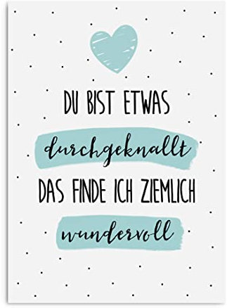 Nastami Postkarte WUNDERBAR DURCHGEKNALLT Postkarte Sprüche für Freunde