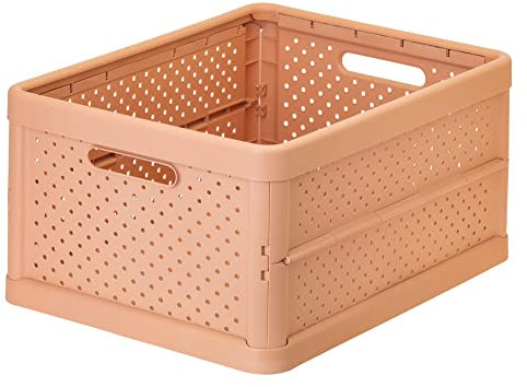 VIGAR - Caja de Almacenaje - Plegable - 46 x 36 x 24,5 cm - Organizador de Armario - 90% Plástico Reciclado - Cesta Ropa, Zapatos o Juguetes - Naranja