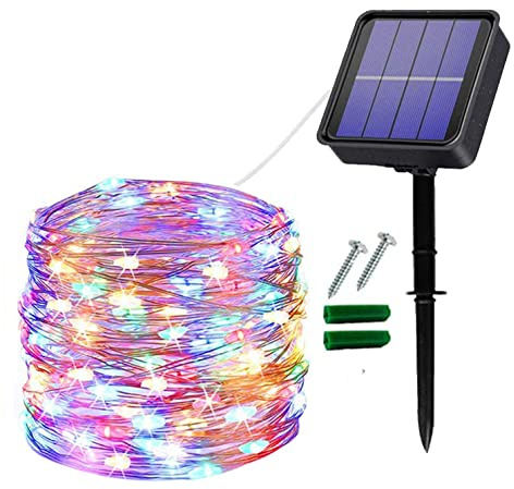 Useber Solar Lights 14M 120 LED, Silver Wire, Waterproof, Fairy for Outdoors:Trees,Home, Terraces,Parties, Weddings, Christmas (Colorful, 1 Pack)