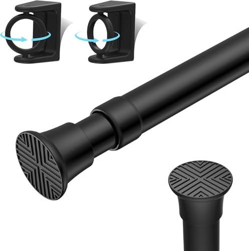 AIZESI Black Spring Tension Curtain Rods 60-120cm,Tension Rods for Curtains Small Curtain Rod Adjustable Extendable Curtain Rods for Windows Bathroom Doorway