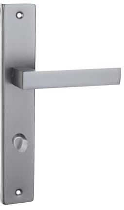 domino Türgriff 78 Drückergarnitur WC - Badezimmer Set Links & Rechts Türbeschlag für WC/Badezimmertüren L-Form Türbeschläge aus Aluminium Satin Chrome Light Türdrückergarnitur QUBIK M45