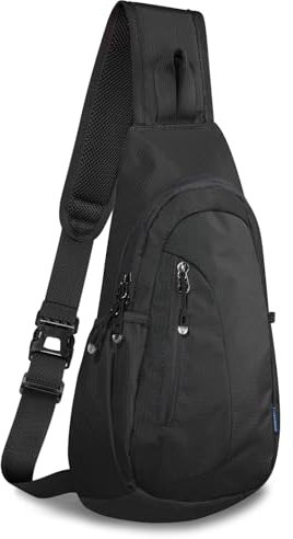 TITECOUGO Small Sling Bag Lightweight Crossbody Bag for Women Rucksack for Men Running Backpack Travel Chest Pack Shoulder Daypack for Hiking Outdoor Gym Work Sports Black/Black