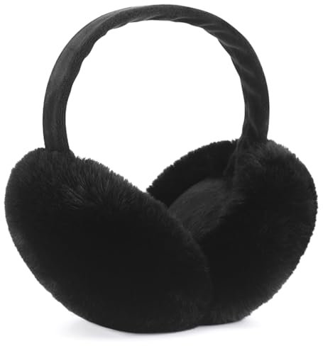 miaomiao Ohrenschützer Damen, Winter Ohrenwärmer Schwarz, Verstellbar Plüsch Ohrenschützer, Outdoor Faltbare Ohrwärmer Earmuffs Ohrenschützer für Damen und Herren