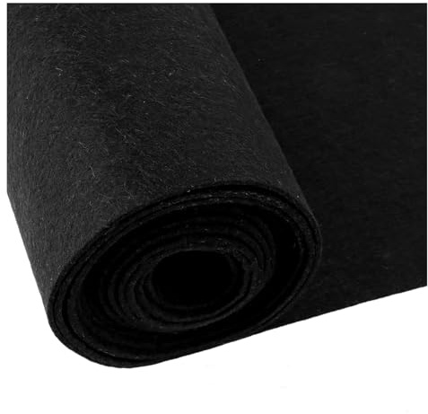FWEEK Rollo de Fieltro Negro por Metros, Tela Fieltro 3mm Grosor para Manualidades, 40 cm x 300 cm, Moqueta y Tela Negra para DIY, Decoración, Proyectos