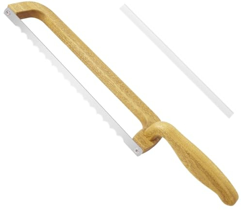 Brödkniv med trähandtag, Bread Slicer vågskärare surdeg brödkniv med förbättrat handtag, enkel skärning av surdegbröd, baguetter och frukt (valnöt)