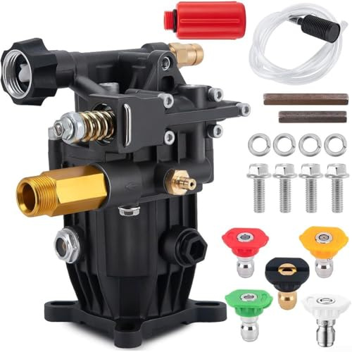 ZAMETTER Bomba de lavado a presión horizontal de eje, bomba de placa oscilante Max 170, accesorios de alimentación de máquina de limpieza, 3300 PSI