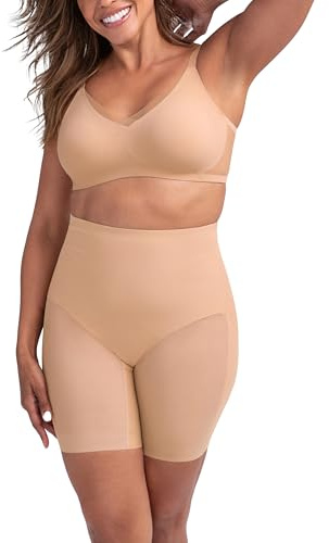 HONEYLOVE Shapewear for Women - Mid-Waist Short - Tummy Control Underwear & Body Shaper - Sand - L