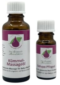 Olio aromatico di cumino da massaggio, 30 ml e olio per la cura Babypo, 30 ml, confezione doppia con olio di cumino e olio per bambini, 100% oli essenziali naturali