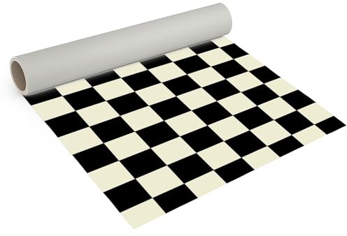 Internethandel Pfordt CV Bodenbelag Schachbrett, 100x200 cm, pflegeleichter PVC Vinylboden, Meterware für Küche und Wohnzimmer