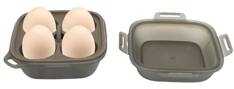 Denash Caisse à œufs D'extérieur, Récipient à œufs en Silicone PP Résistant aux Chocs à 4 Grilles avec Couvercle Hermétique pour le Camping Pique-nique Randonnée