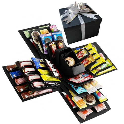 Explosion Gift Box, DIY Surprise Gift Box Explosion for Money,5 Layer Anniversary Celebration Gift for Valentine's Day and Birthday Parties, Creative Memory Preservation Project with Black Design
