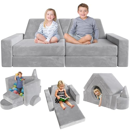 Kids Sofa Play Couch: Kids Sofa Bed 15PCS Diy Nugget Couch for Toddler Baby