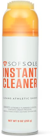 SOFSOLE Instant Cleaner 5 oz or 9 oz - Deep Cleaning Foaming Action Lifts Dirt & Debris from Toughest Fabrics & Materials - Scrub Top Applicator - Refreshing Scent - Athletic Shoes & Footwear
