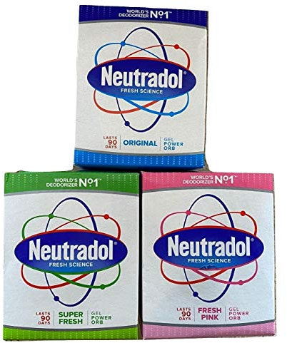 Neutradol Gel Power Orbs - 3 Pack: Super Fresh, Fresh Pink, Original for Clean Air at Home and Work