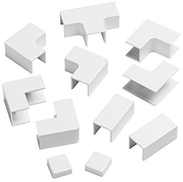 D-Line Multipack Accessoires de goulotte cache-câbles, 25 x 16mm, assembler plusieurs tronçons goulottes, Multipack 11 pièces – Blanc