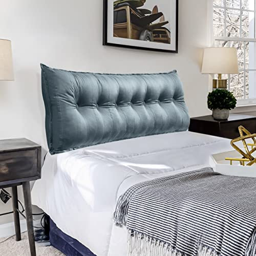 VERCART Couchkissen Groß Dekokissen Kopfteil Gepolstert Rückenlehne Rückenkissen, Langes Sofakissen XXL Lesekissen Lendenkissen Bett Wandkissen Stützkissen für Tagesbett Couch Grau 180cm