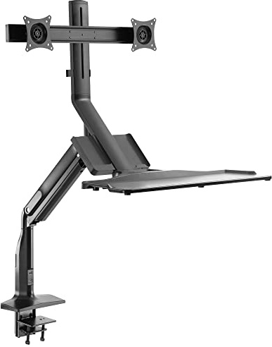 RICOO Monitor Halterung 2 Monitore Monitorhalterung Arme für 13-27 Zoll Computer-Monitore Schreibtisch-Aufsatz Höhenverstellbar Bildschirmhalterung TS6411 Dual Monitor-Arm Ständer PC Bildschirm