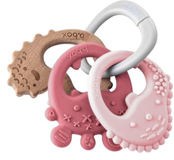 b.box Lot de 3 Anneaux de Dentition | 3 Anneaux de Dentition Texturés sur Anneau Détachable | Jouet de Dentition pour Bébé de 3 Mois et Plus | Apaisants | Massage en Douceur