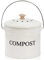 AVLA Compost Bin Kitchen Countertop, 1 Gallon Composter Pail, Food Waste Composting Bucket, Odorless Trash Keeper Container, White Scraps Caddy with Charcoal Filter, Carrying Handle, Lid