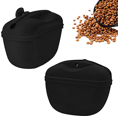 Vasemele 2 Stück Leckerlitasche Silikon Leckerlibeutel mit Clip Hundeleckerlibeutel Futterbeutel Hunde Tragbare Leckerli-Tasche Hundeleckerli-Tasche Leckerlibeutel für Hundetraininng fur Hundee