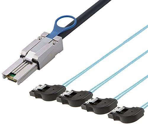 Tillåten MINI SAS SFF-8088 till 4 portar SATA 7P hona server hårddiskanslutningskabel (0,5 m, svart)