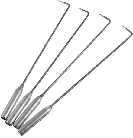 TOPBATHY 4pcs Stainless Steel Fire Pit Poker BBQ Ash Removal Hook Long Handle Fire Poker for Outdoor